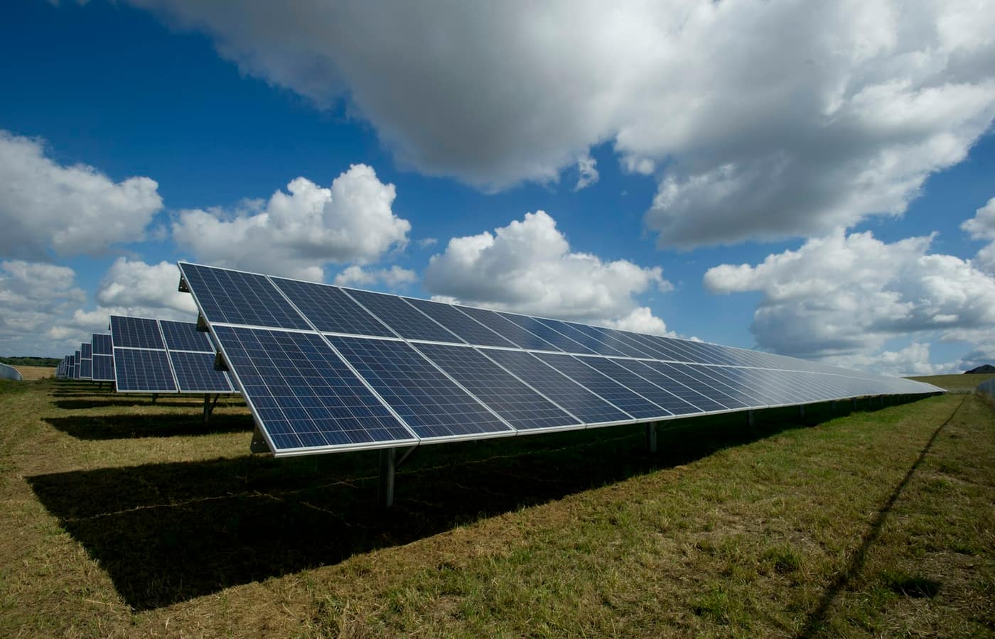 Solar array in an open field
